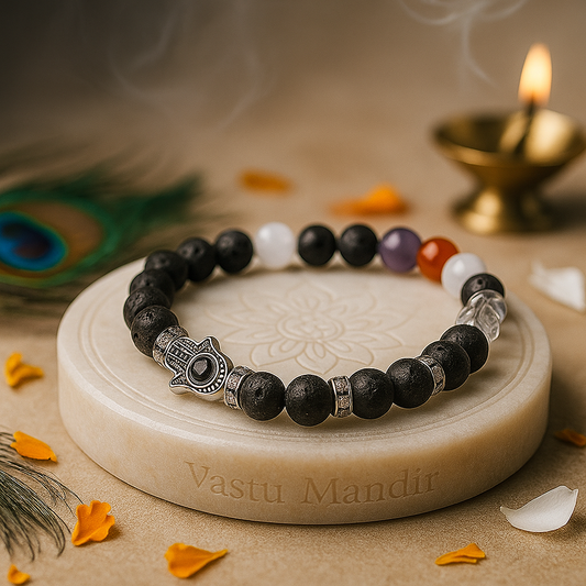 fertility and pregnancy crystal bracelet 8mm with moonstone and lava stone

