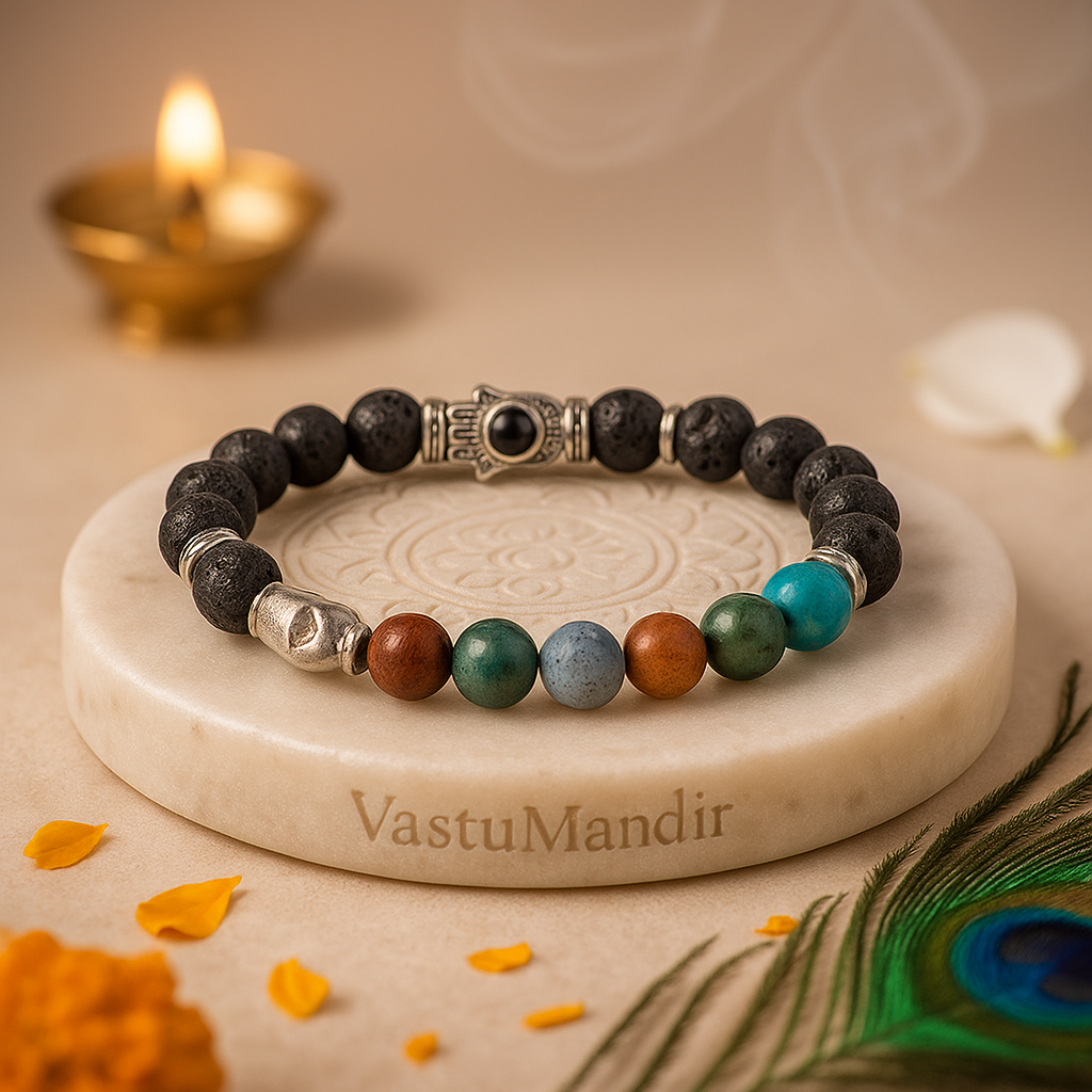 genuine slimming crystal bracelet with hamsa charm and willpower stones

