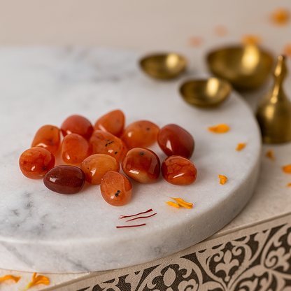 Marble surface with Premium Carnelian Tumble Stone