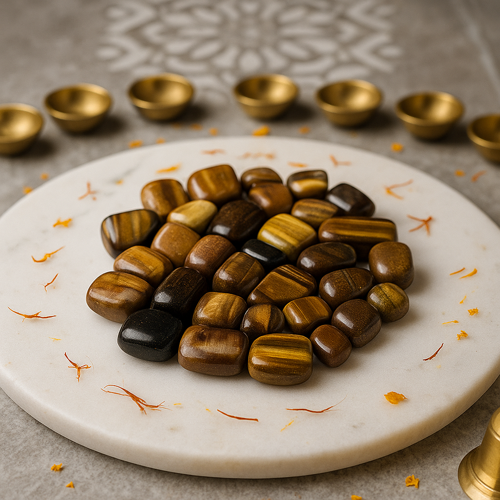 Authentic Tiger Eye Tumble Crystals — Mental Clarity, Energy Shield & Prosperity | Vastu Mandir