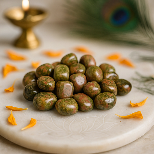 Premium Unakite Tumbled Stones — Emotional Healing, Heart Chakra & Balance Crystal