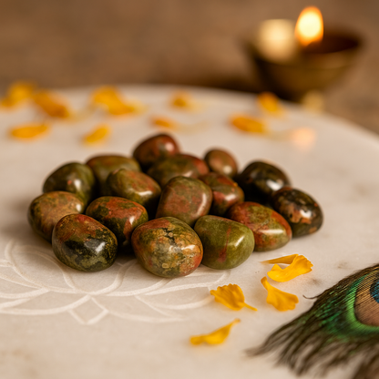 Premium Unakite Tumbled Stones — Emotional Healing, Heart Chakra & Balance Crystal