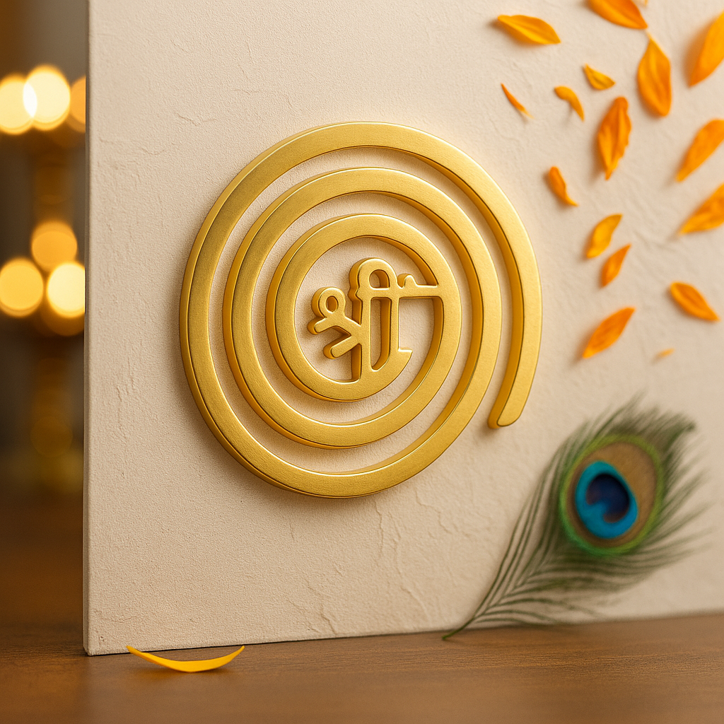 Premium 100% Pure Brass श्री﻿ (Shree) Spiral Helix Vastu Remedy (4 & 6 Inch) — North-West Direction Dosh Correction, Main Door & Wind Element Energy Tool | Vastu Mandir