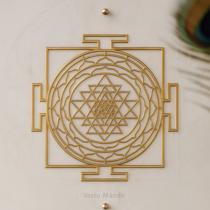 Premium 100% Pure Solid Brass & Copper Shri Yantra Plate for Vastu Remedy, Wealth, Prosperity & Vastu Correction — Sacred Geometry Lakshmi Yantra for Puja Room, Office, Brahmasthan & Financial Growth By Vastu Mandir
