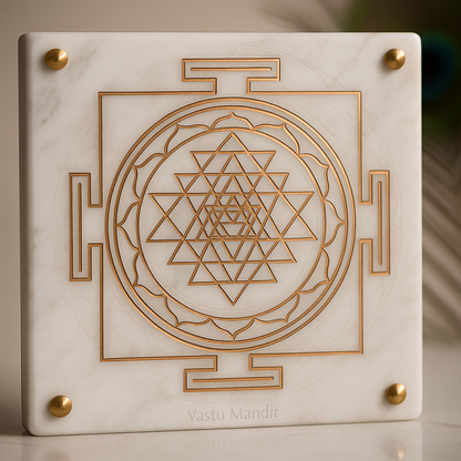 Premium 100% Pure Solid Brass & Copper Shri Yantra Plate for Vastu Remedy, Wealth, Prosperity & Vastu Correction — Sacred Geometry Lakshmi Yantra for Puja Room, Office, Brahmasthan & Financial Growth By Vastu Mandir