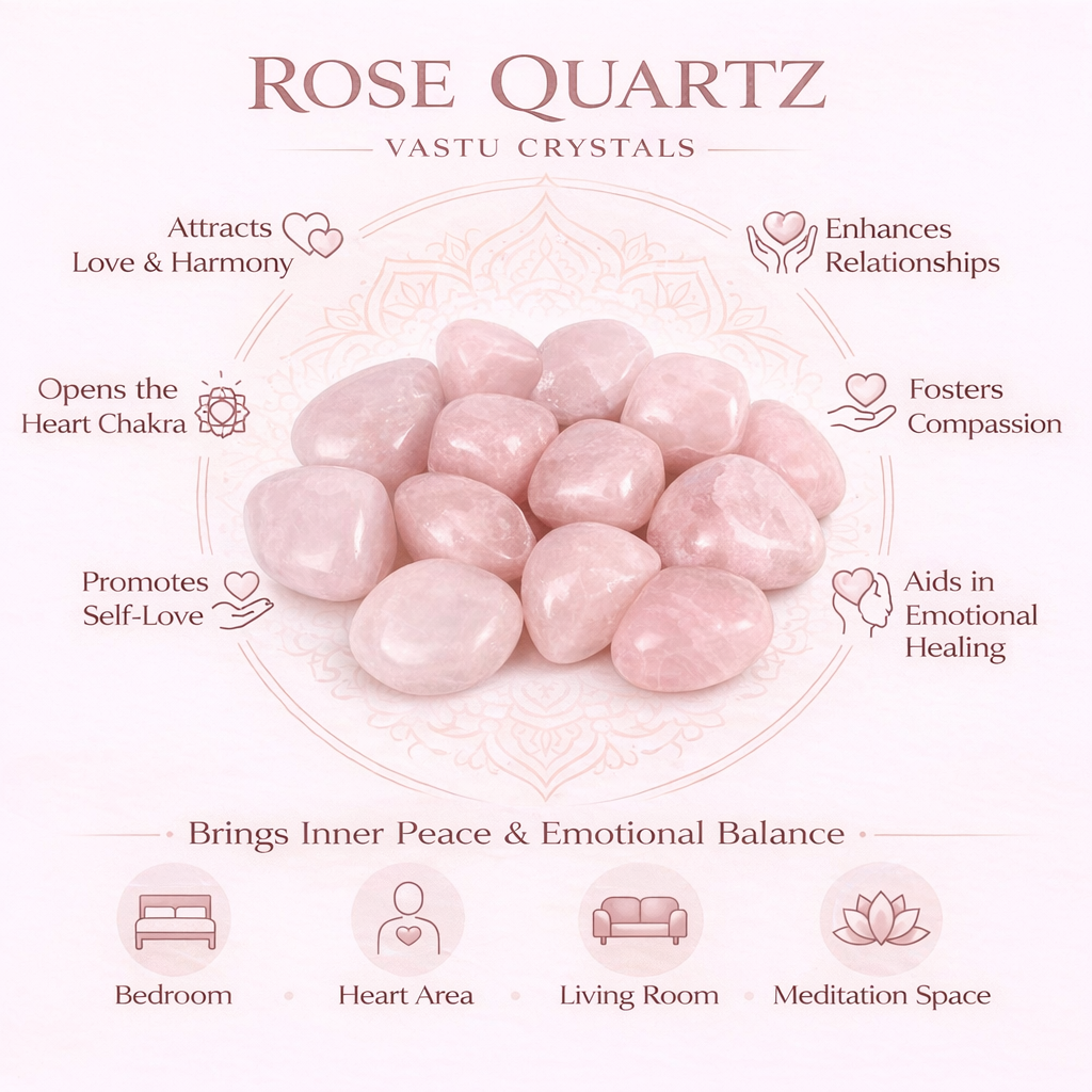 Natural Rose Quartz Tumbled Stones – Authentic Heart Chakra Crystal for Love, Relationships, Emotional Healing & Vastu Remedy