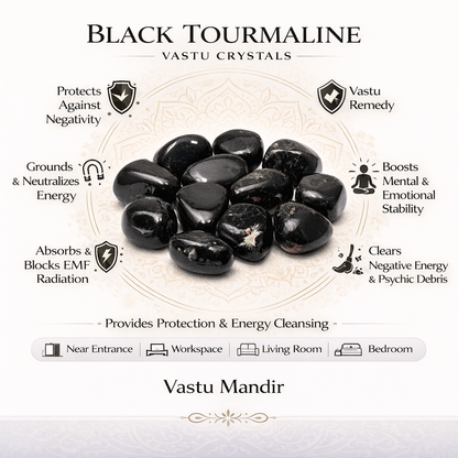 Black Tourmaline Tumbled Stones – Vastu Remedy for Aura Cleansing & Root Chakra Grounding | Ideal for Electronics Zones | 100g / 500g / 1kg