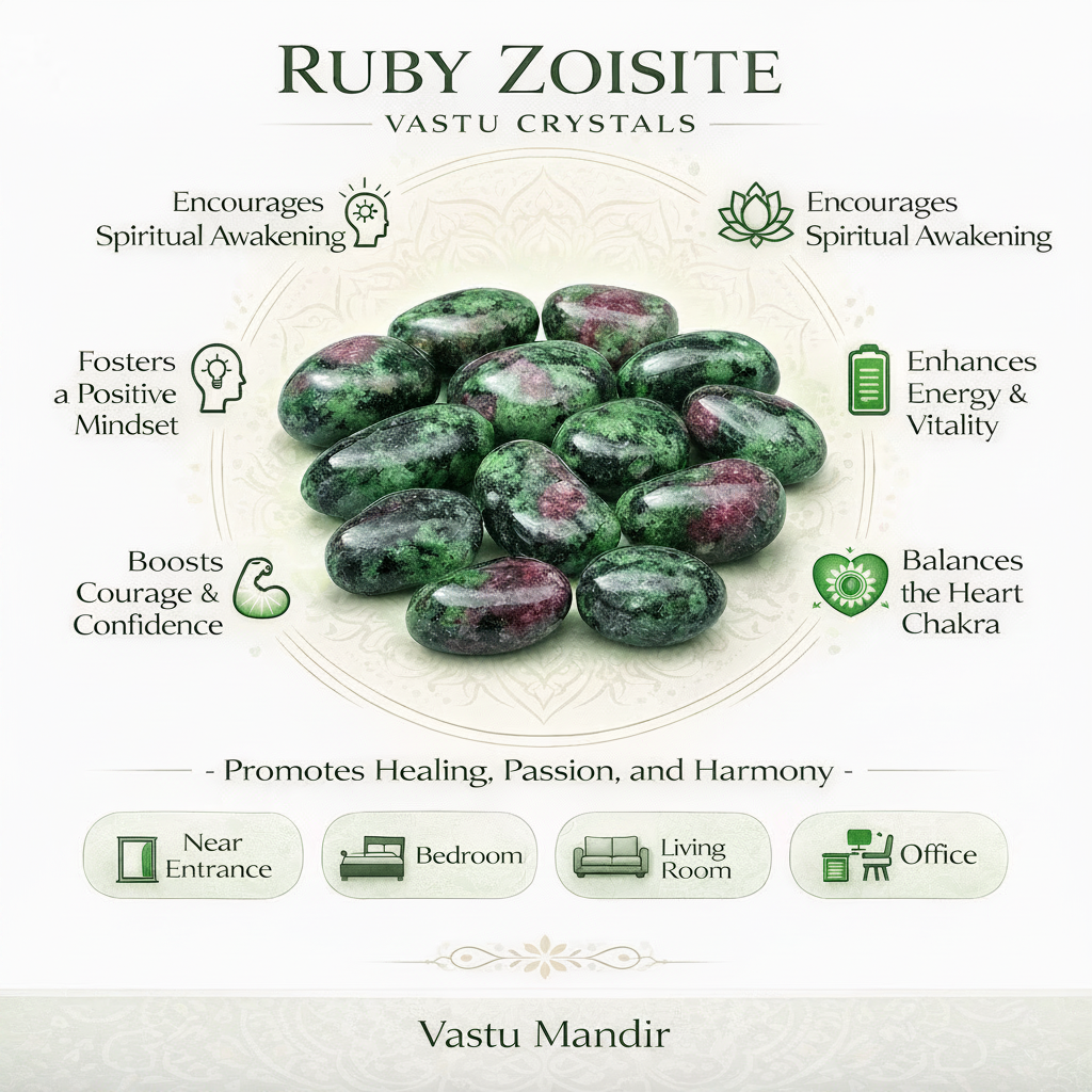 Ruby Zoisite Tumbled Stones – Vastu Remedy for Vitality & Heart-Mind Harmony | Ideal for Relationship Areas | 100g / 500g / 1kg