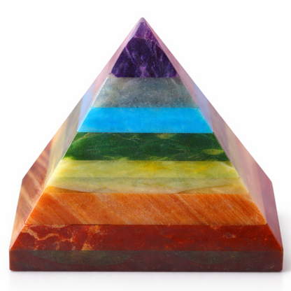 Natural 7 Chakra Pyramid Vastu Remedy for Vastu Dosh Correction, Chakra Balance and Positive Energy Flow for Home, Office and Healing Use | 6.5 cm | 140 g