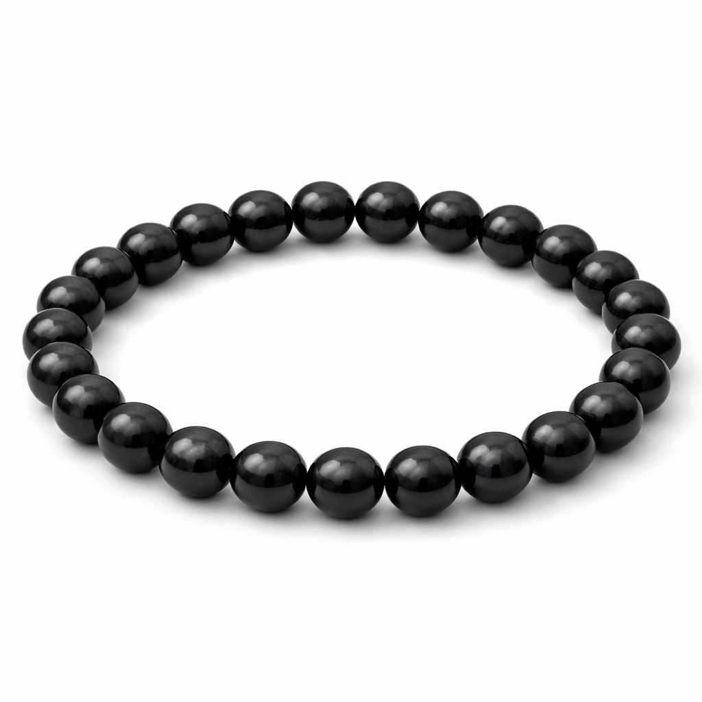 Natural Black Tourmaline Crystal Bracelet – Vastu Remedy for Protection & Earth Grounding | 8mm Beads