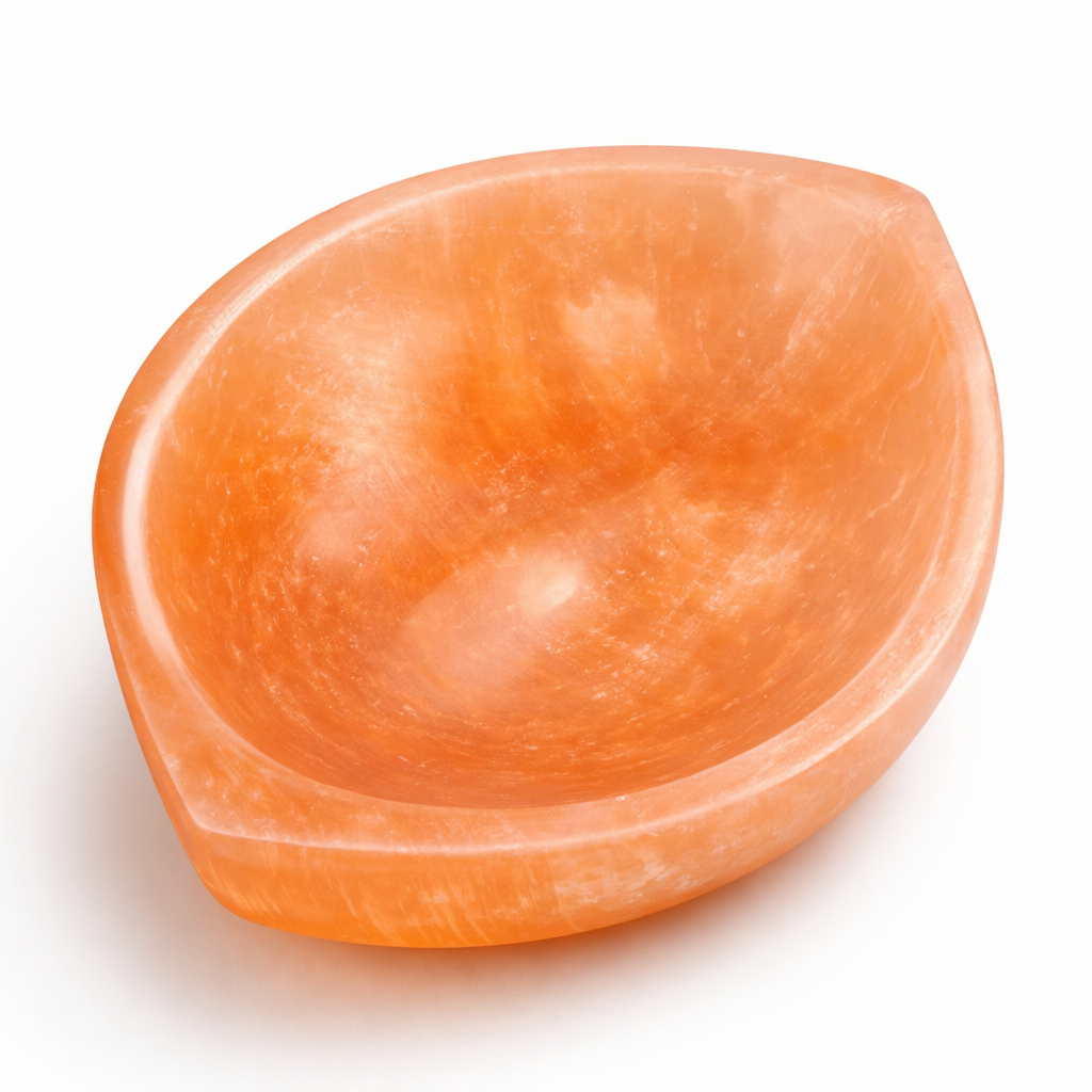 Orange Divyya Selenite Charging Bowl – Vastu Remedy for Crystal Cleansing & Energy Charging | 15 cm