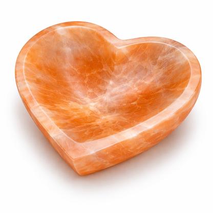 Orange Heart Selenite Charging Bowl – Vastu Remedy for Crystal Cleansing & Energy Charging | 15 cm