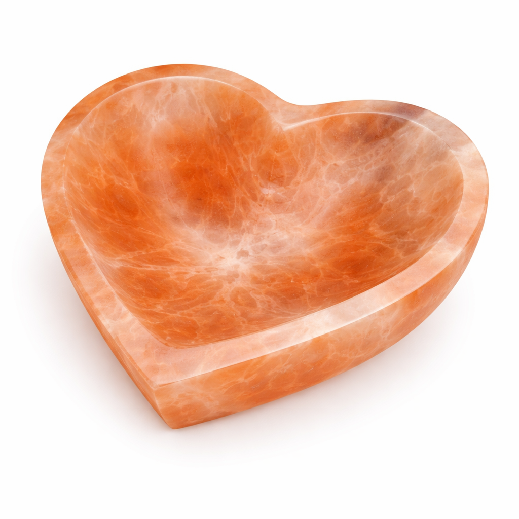 Orange Heart Selenite Charging Bowl – Vastu Remedy for Crystal Cleansing & Energy Charging | 15 cm