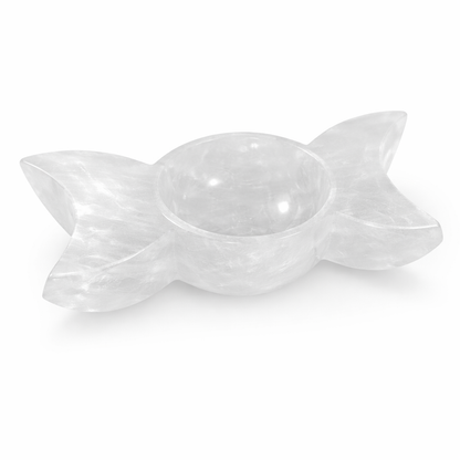 Triple Moon Selenite Charging Bowl – Vastu Remedy for Crystal Cleansing & Energy Charging | 15 cm