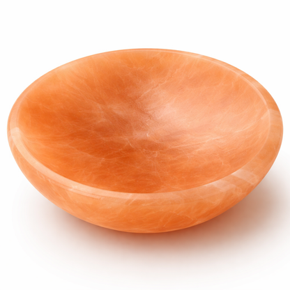 Orange Round Selenite Charging Bowl – Vastu Remedy for Crystal Cleansing & Energy Charging | 15 cm