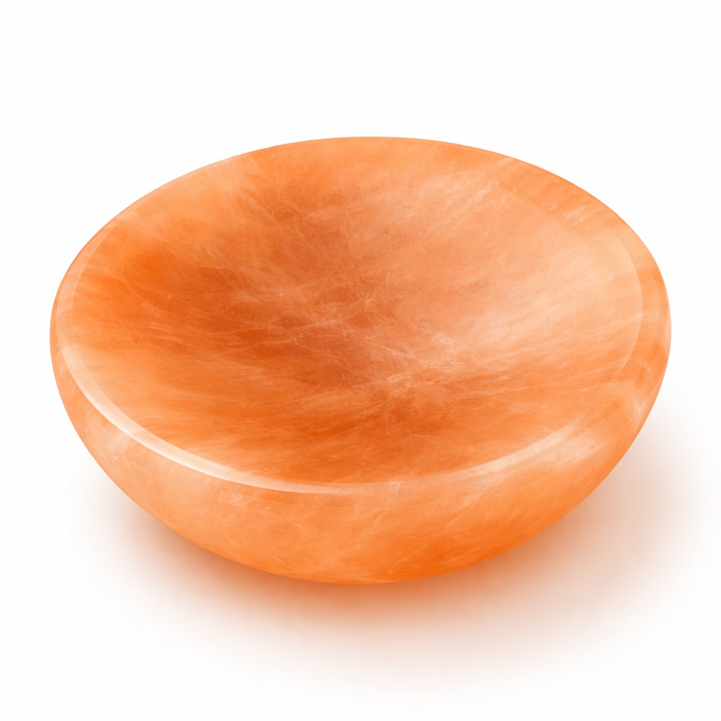 Orange Round Selenite Charging Bowl – Vastu Remedy for Crystal Cleansing & Energy Charging | 15 cm