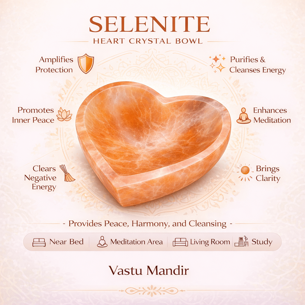 Orange Heart Selenite Charging Bowl – Vastu Remedy for Crystal Cleansing & Energy Charging | 15 cm