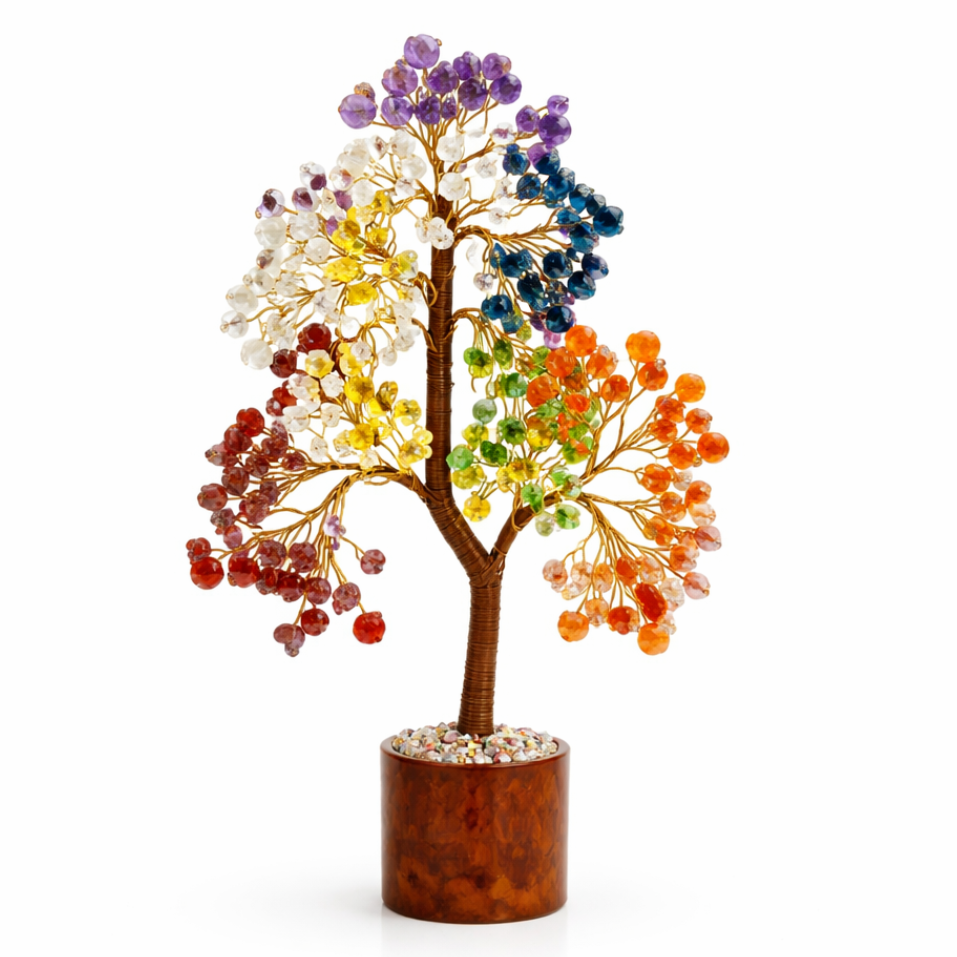 7 Chakra Crystal Tree – Vastu Remedy for Energy Alignment | Chakra Balance & Harmony | 600 Beads | 12 Inch