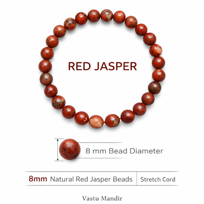 Natural Red Jasper Crystal Bracelet – Vastu Remedy for Grounding & Root Chakra | 8mm Beads