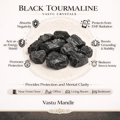 Black Tourmaline Rough Stones – Vastu Remedy for Negative Energy Protection & EMF Shielding | Ideal for Entrances & Workspaces | 100g / 500g / 1kg