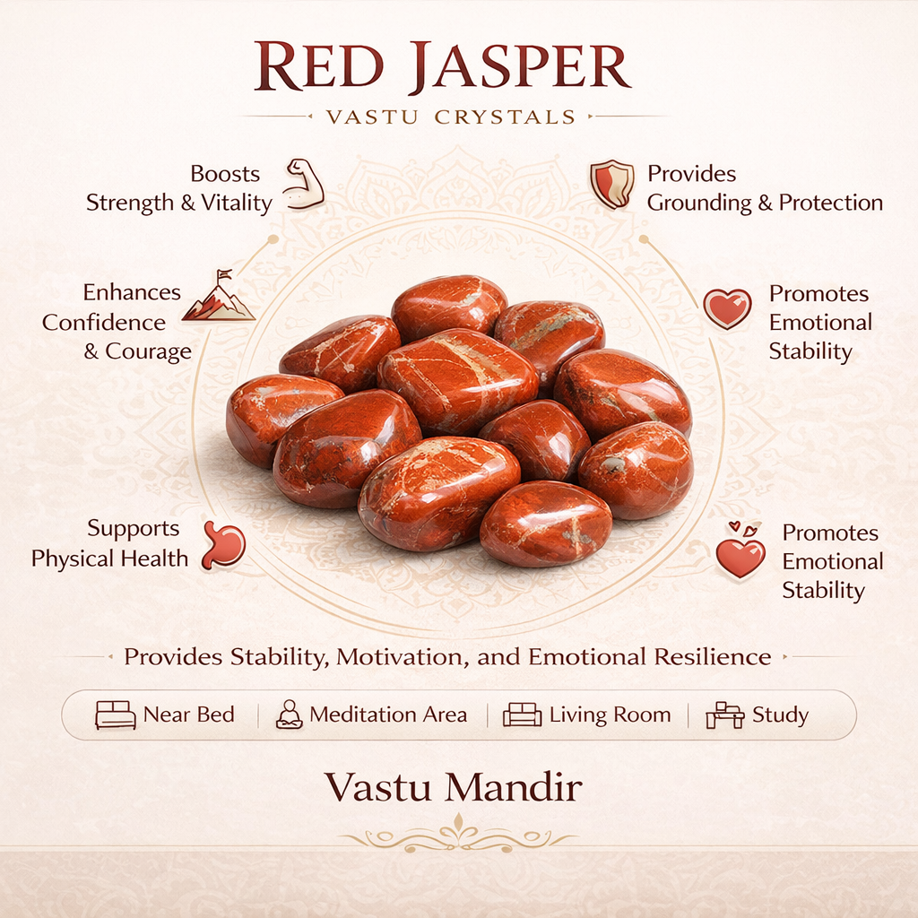 Natural Red Jasper Tumbled Stones – Vastu Remedy for Protection & Mental Grounding | Ideal for South Direction Strength | 100g / 500g / 1kg
