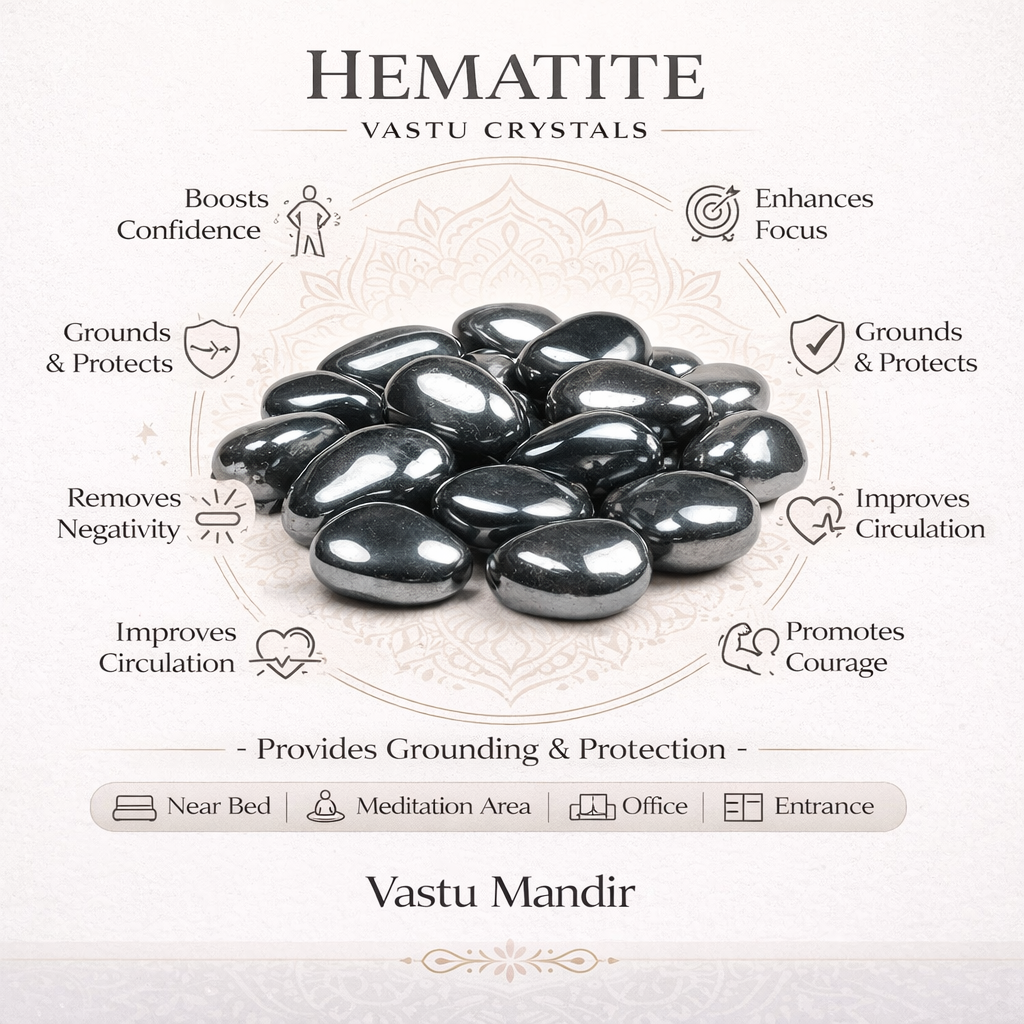 Natural Hematite Tumbled Stones – Vastu Remedy for Grounding & Root Chakra Protection | Ideal for South-West Stability Corners | 100g / 500g / 1kg