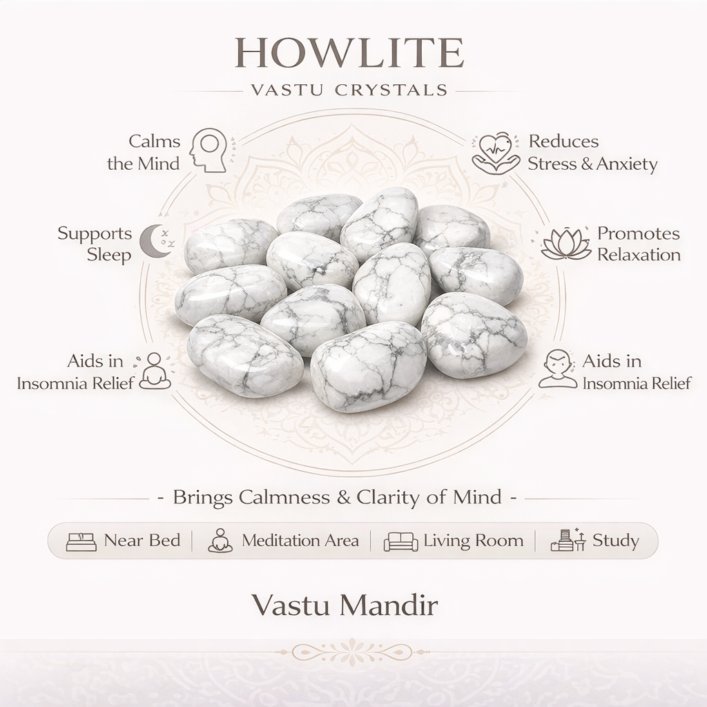 Natural Howlite Tumbled Stones – Vastu Remedy for Anxiety Relief & Anger Control | Ideal for West Relationship Zones & Stress Areas | 100g / 500g / 1kg