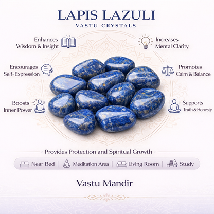 Natural Lapis Lazuli Tumbled Stones – Vastu Remedy for Wisdom & Third Eye Activation | Ideal for North-East Meditation Spaces | 100g / 500g / 1kg