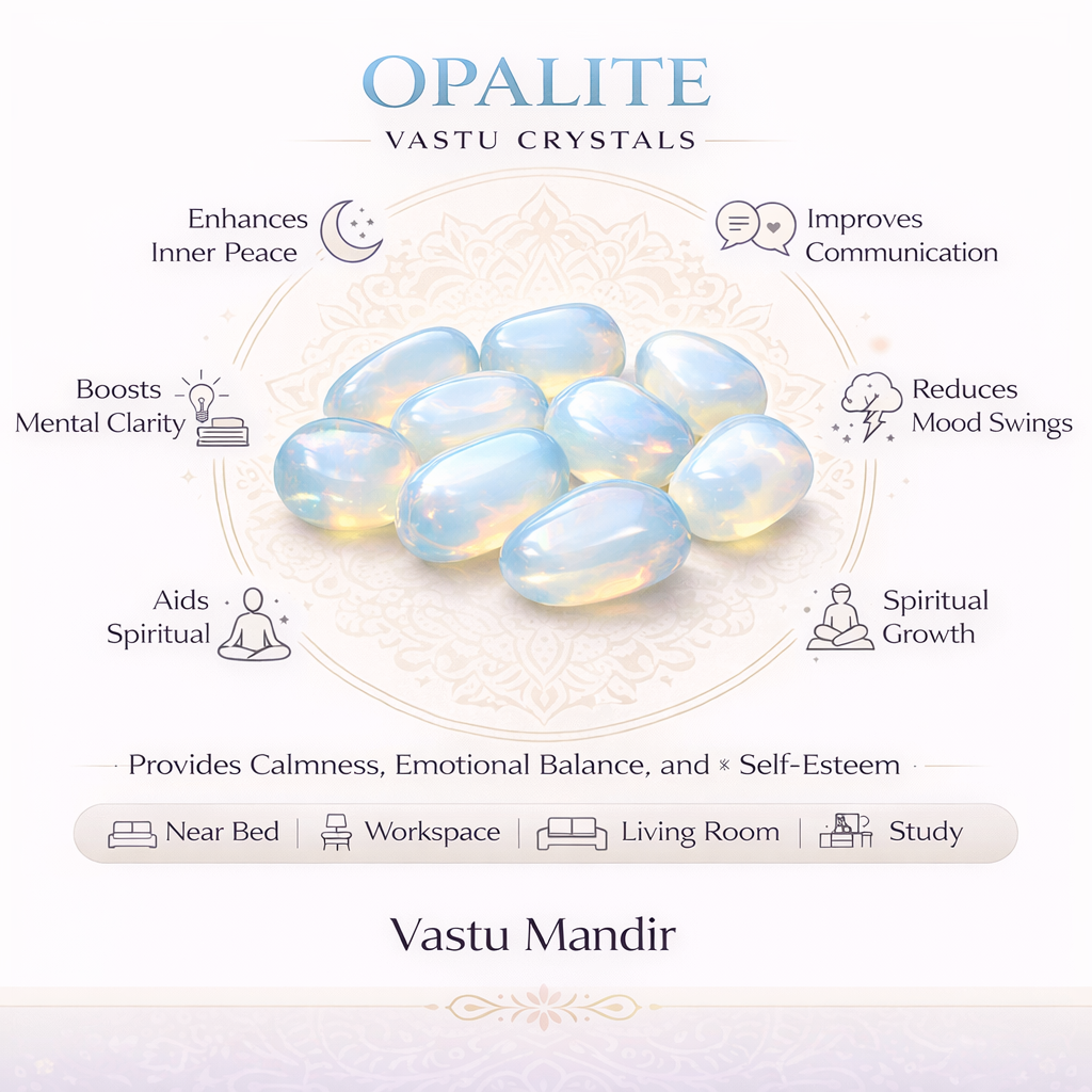 Natural Opalite Tumbled Stones – Vastu Remedy for Calm Sleep & Emotional Healing | Ideal for Bedrooms & Aura Cleansing | 100g / 500g / 1kg