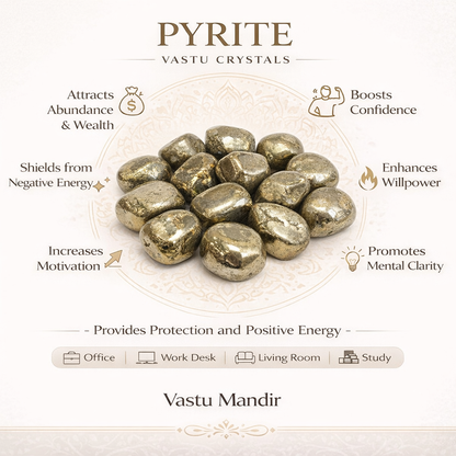 Natural Pyrite Tumbled Stones – Vastu Remedy for Abundance & Protection | Ideal for Financial Spaces | 100g / 500g / 1kg