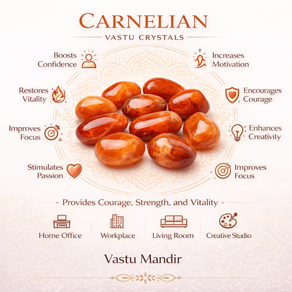 Authentic Carnelian Tumbled Stones – Vastu Remedy for Creativity & Success Boost | Ideal for North-East Learning Areas | 100g / 500g / 1kg