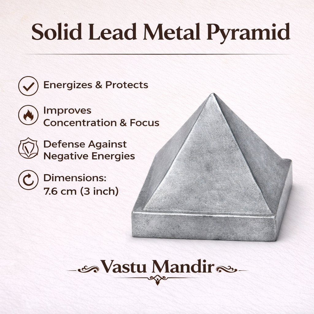 Solid Lead Metal Pyramid Vastu Remedy for South West Direction Balance, Health Stability and Wealth Support for Home Entrance, Main Door and Kitchen Placement | 7.6 cm | 280 g