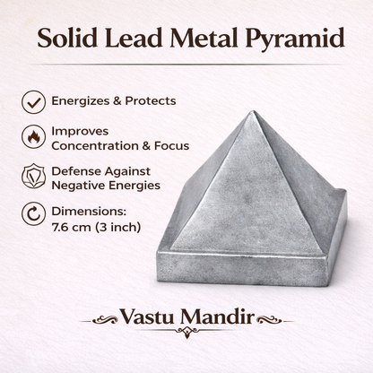 Solid Lead Metal Pyramid Vastu Remedy for South West Direction Balance, Health Stability and Wealth Support for Home Entrance, Main Door and Kitchen Placement | 7.6 cm | 280 g