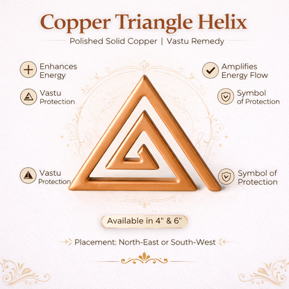 Copper Triangle Helix – Vastu Remedy for South-East Direction Correction | Kitchen & Main Door Balance | 4 & 6 Inch