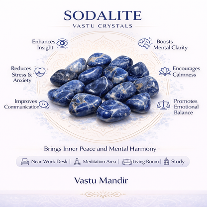 Natural Sodalite Tumbled Stones – Vastu Remedy for Mental Clarity & Intuition | Ideal for Study Rooms & Communication Spaces | 100g / 500g / 1kg