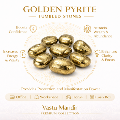 Golden Pyrite Tumbled Stones – Vastu Remedy for Wealth Magnetism & Abundance | Ideal for Cash Boxes & Lockers | 100g / 500g / 1kg
