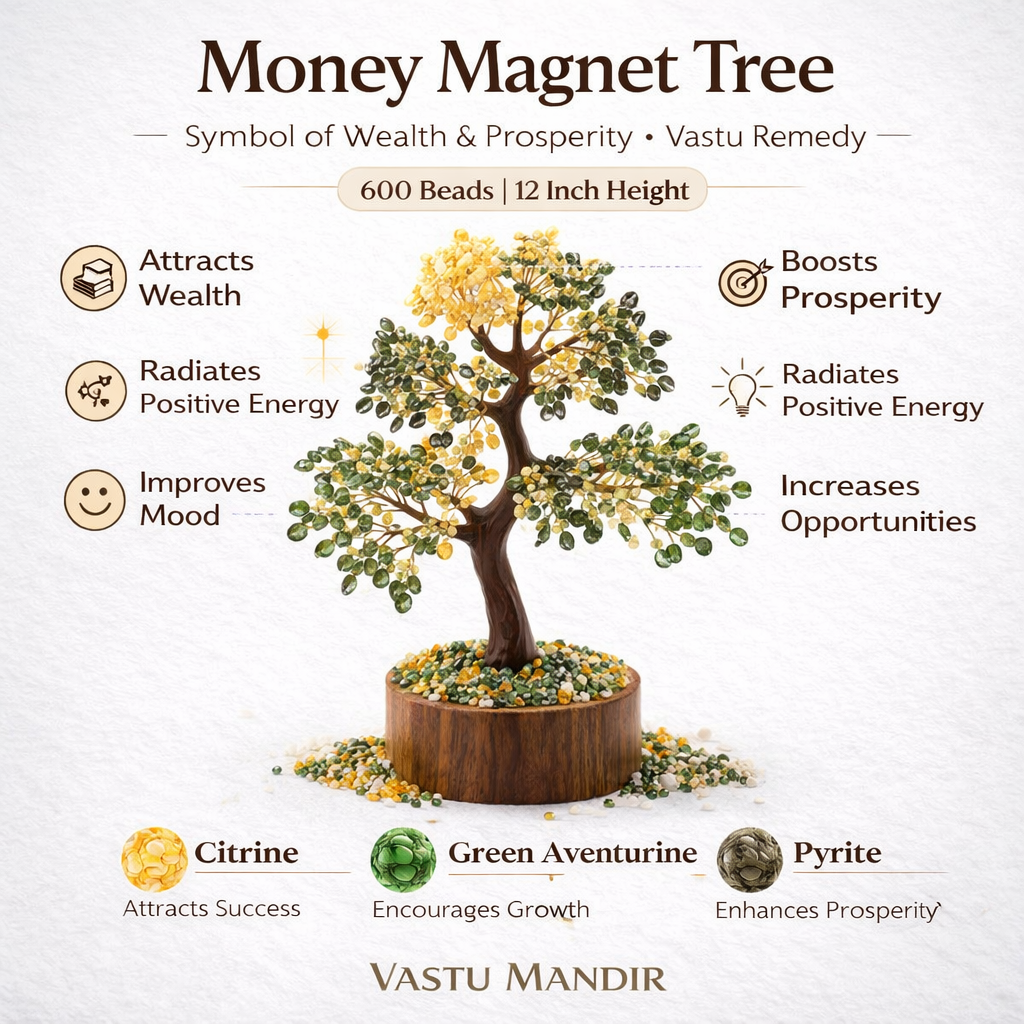 Money Magnet Money Tree – Vastu Remedy for Financial Growth | Prosperity & Opportunity Flow | 600 Beads | 12 Inch