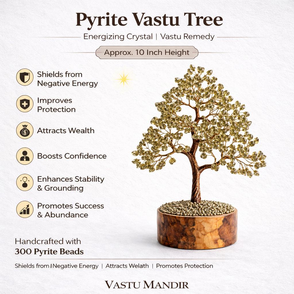 Pyrite Money Tree – Vastu Remedy for Financial Protection | North-SE Fortune | 300 Beads | 10 Inch