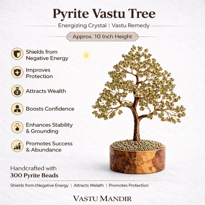Pyrite Money Tree – Vastu Remedy for Financial Protection | North-SE Fortune | 300 Beads | 10 Inch