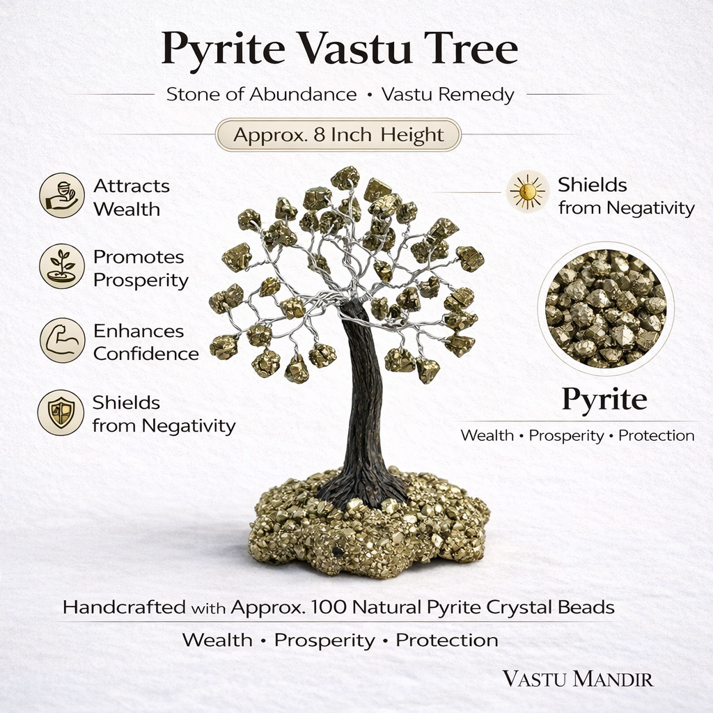 Pyrite Money Tree – Vastu Remedy for Career Success | North Zone Cash Flow | 100 Beads | 8 Inch