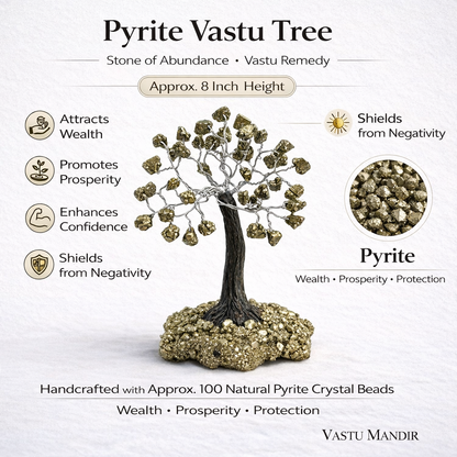 Pyrite Money Tree – Vastu Remedy for Career Success | North Zone Cash Flow | 100 Beads | 8 Inch