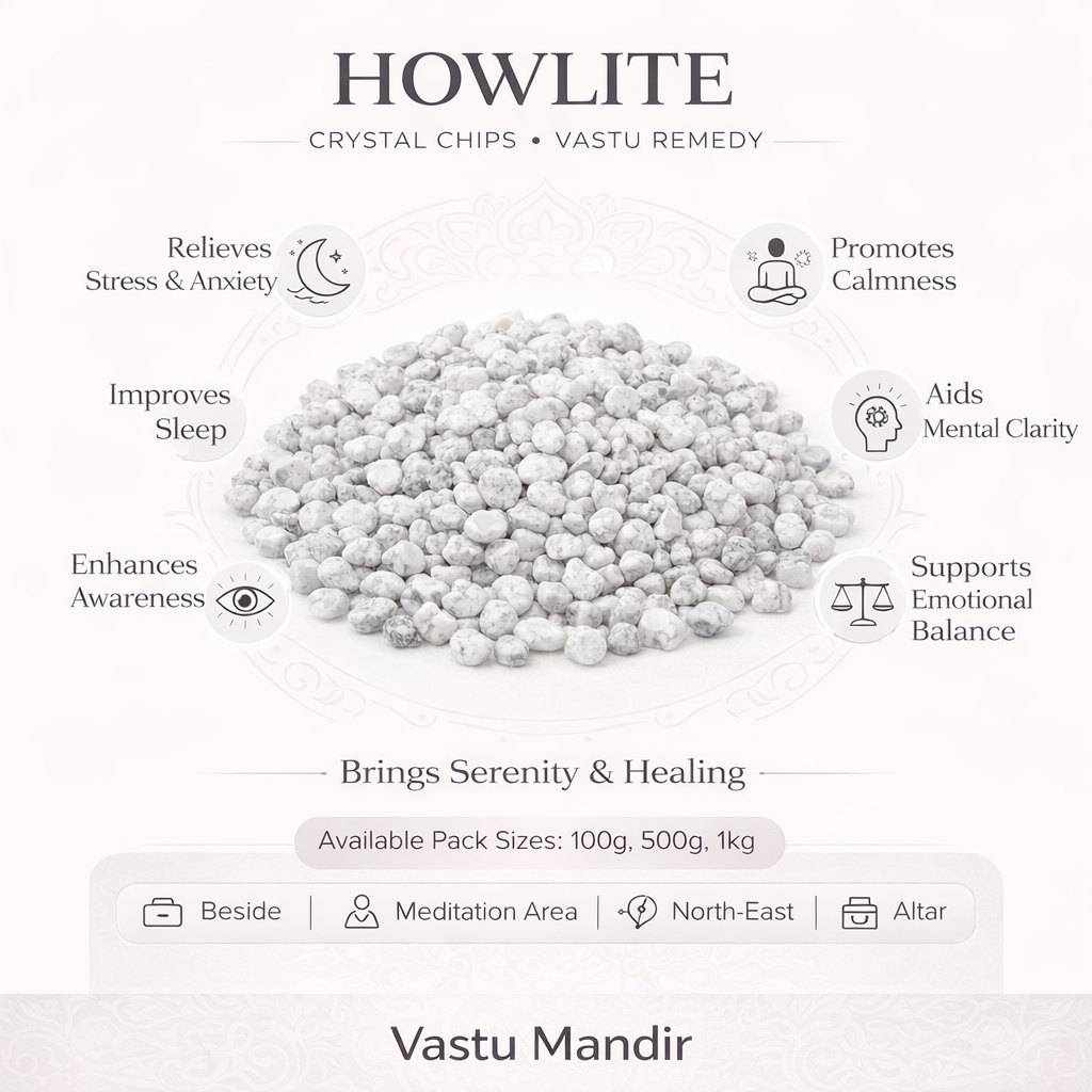 Howlite Crystal Chips – Vastu Remedy for Anger Reduction | Desk Meditation Clearing | 100g / 500g / 1kg