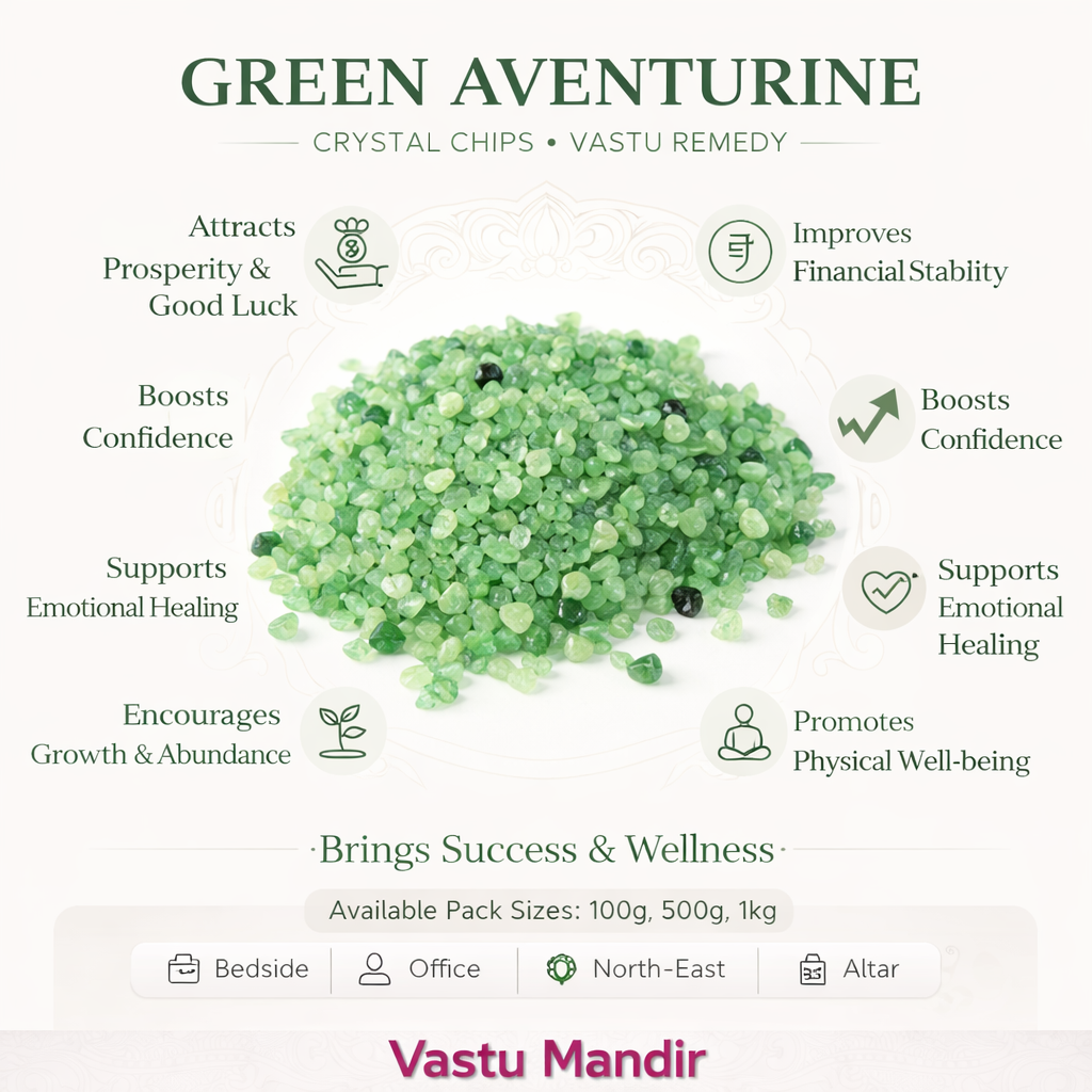 Green Aventurine Crystal Chips – Vastu Remedy for Good Luck | Money Bowls Prosperity | 100g / 500g / 1kg