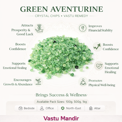 Green Aventurine Crystal Chips – Vastu Remedy for Good Luck | Money Bowls Prosperity | 100g / 500g / 1kg