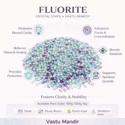 Fluorite Crystal Chips – Vastu Remedy for Study Focus | Aura Cleansing Peace | 100g / 500g / 1kg