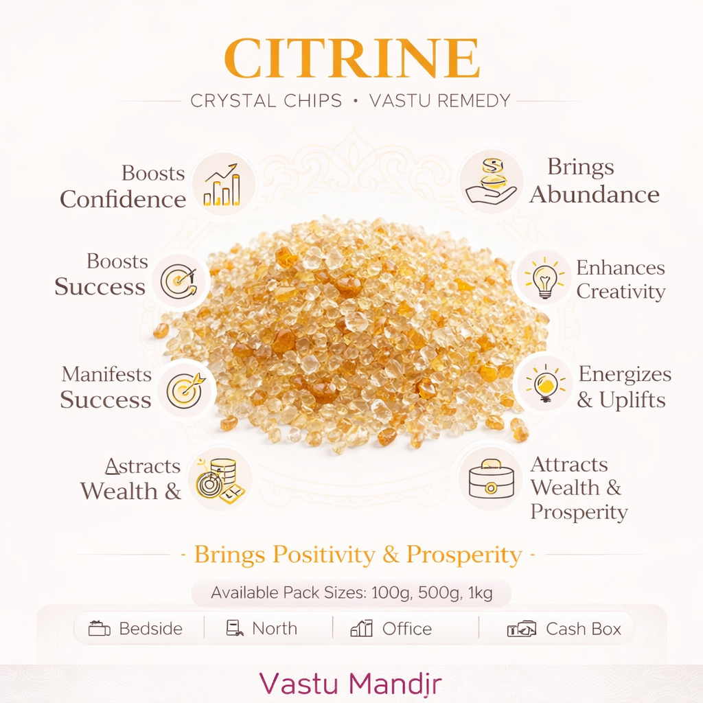 Citrine Crystal Chips – Vastu Remedy for Prosperity Manifestation | Cash Drawers Grids | 100g / 500g / 1kg