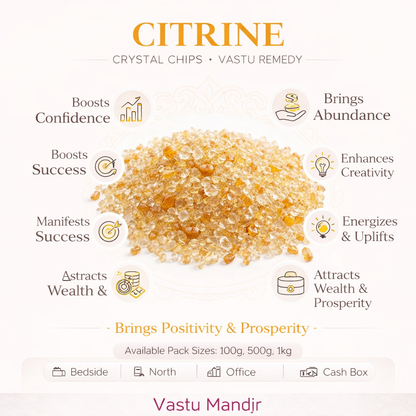 Citrine Crystal Chips – Vastu Remedy for Prosperity Manifestation | Cash Drawers Grids | 100g / 500g / 1kg