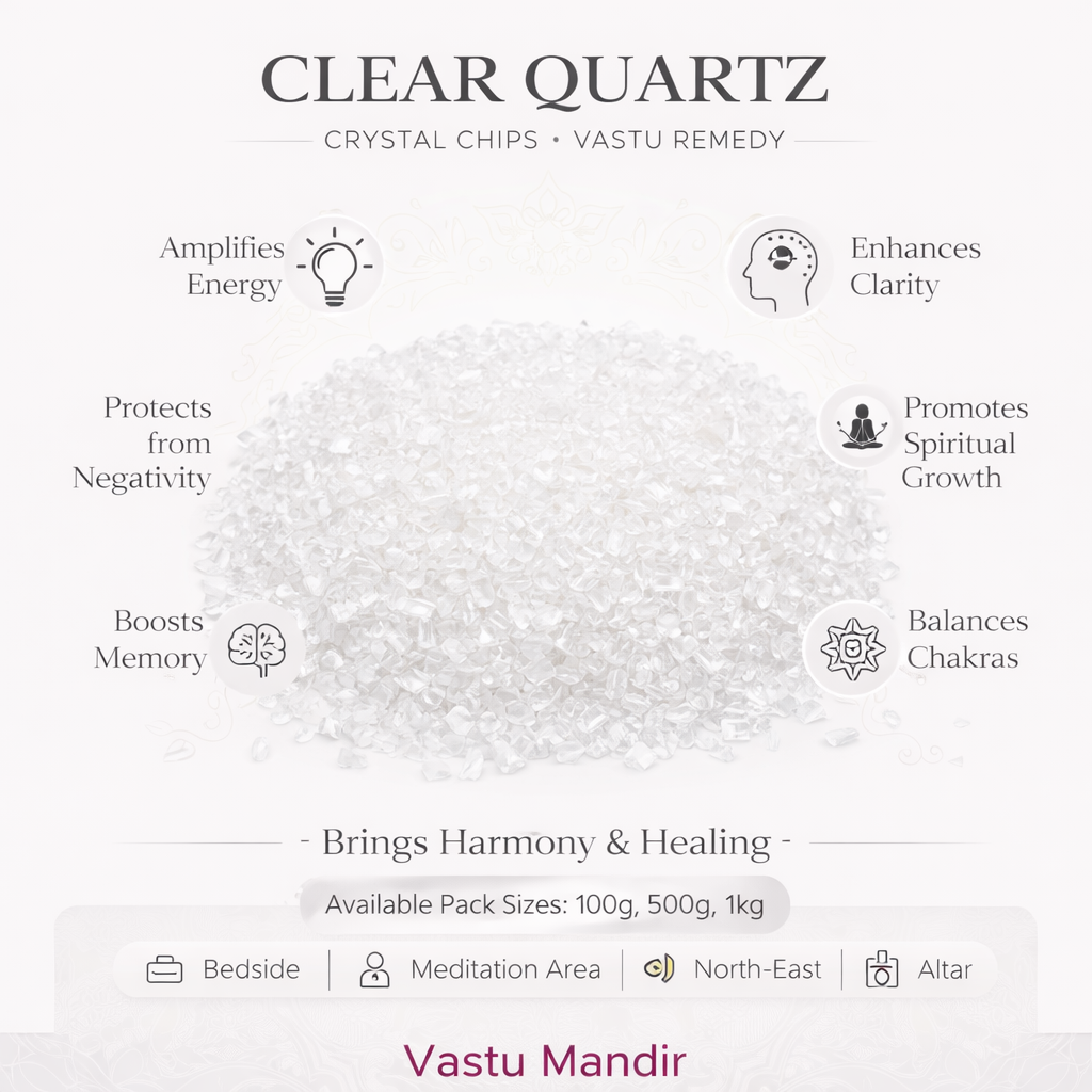 Clear Quartz Crystal Chips – Vastu Remedy for Chakra Balancing | Charging Bowls Grids | 100g / 500g / 1kg