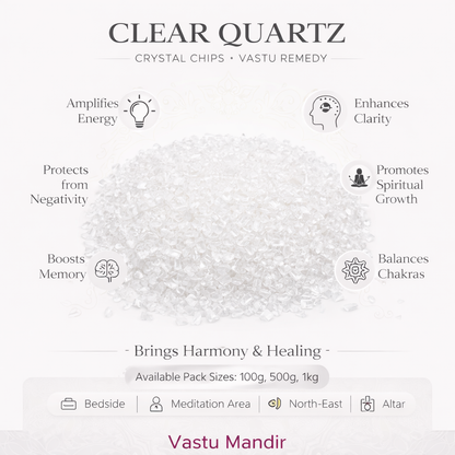 Clear Quartz Crystal Chips – Vastu Remedy for Chakra Balancing | Charging Bowls Grids | 100g / 500g / 1kg