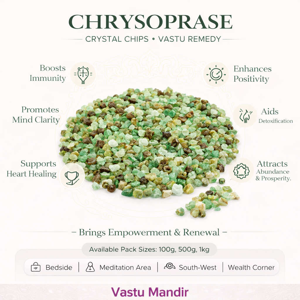 Chrysoprase Crystal Chips – Vastu Remedy for Heart Balance | Communication Harmony | 100g / 500g / 1kg